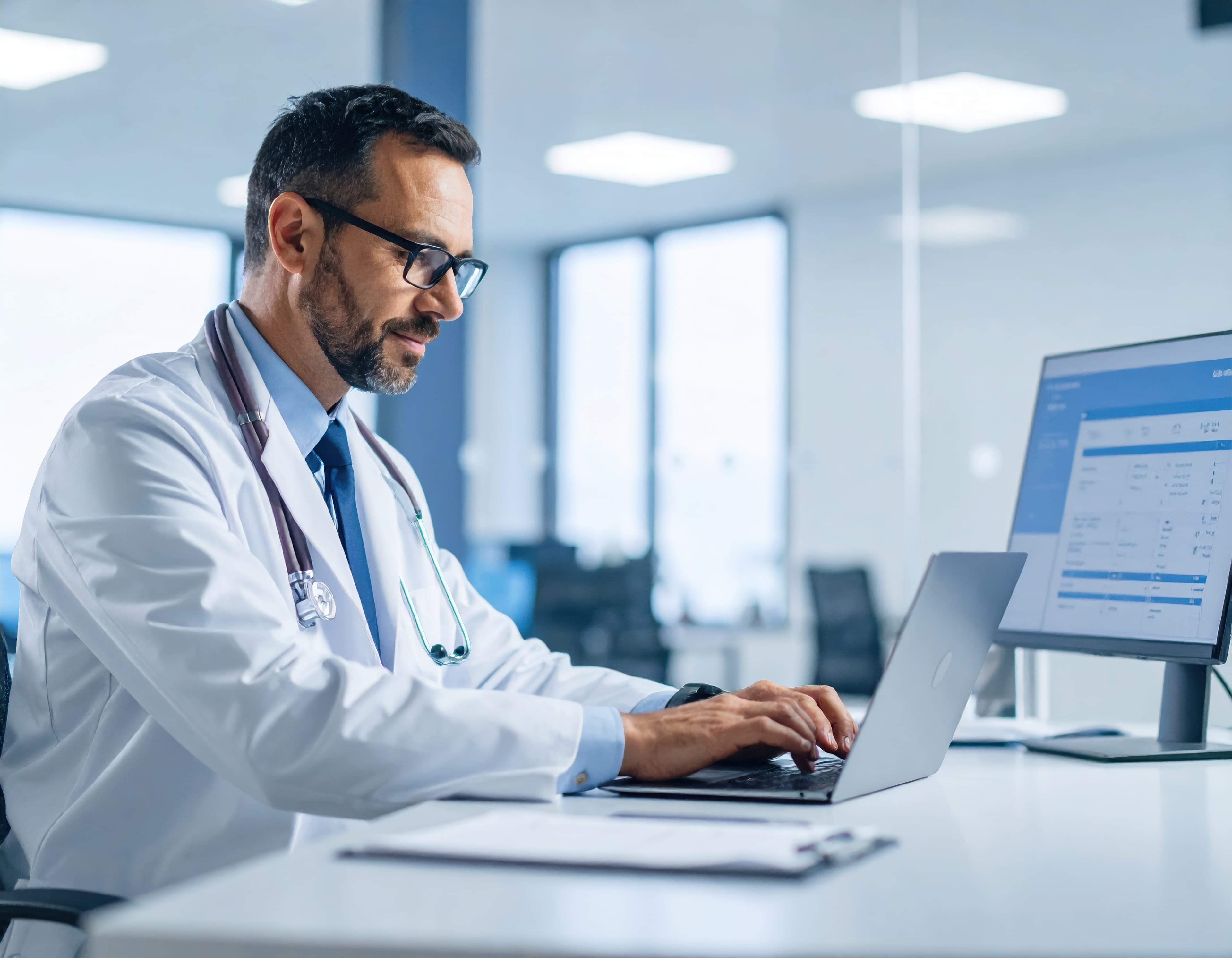 Médecin utilisant MedReport Vocal